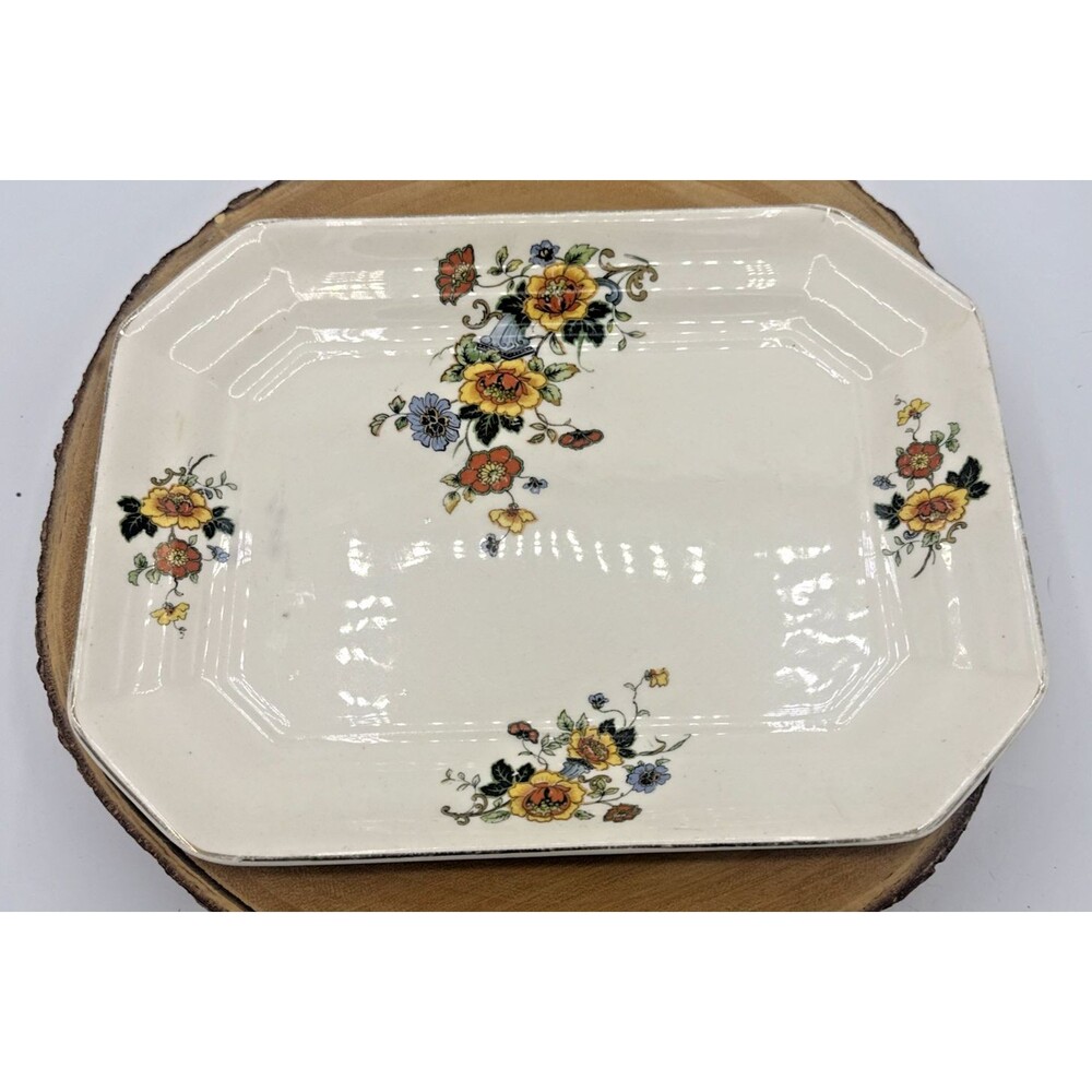 Vintage Edwin M Knowles China Co Made In USA 35-8 Semi Vitreous Platter 10.5”x8”